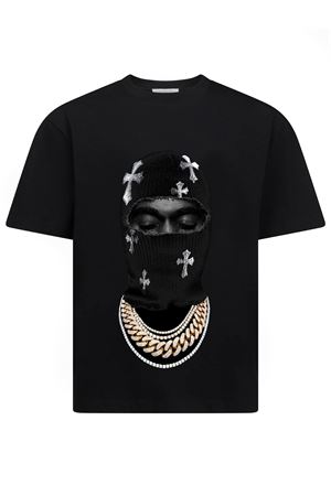 T-shirt in cotone nero con stampa Mask Crosses IH NOM UH NIT | NUS26217009